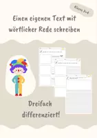 Vorschau - Arbeitsblätter - Eigenen Text mit wörtlicher Rede schreiben - Deckblatt