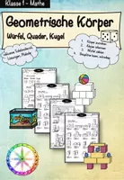Vorschau - Arbeitsblätter - Würfel, Quader, Kugel - Geometrische Körper - Deckblatt