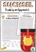Vorschau - Arbeitsblätter - Suchsel "Produkte im Supermarkt" Thema Einkaufen - DaZ / DaF / Deutsch - Deckblatt