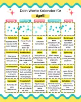 Vorschau - Aufgabenkarten - Dein Werte Kalender für April - Seite 1