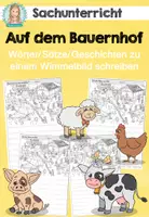 Vorschau - Stationenlernen - Deutsch | Bauernhof | Geschichten schreiben | Schreibanlass zum Wimmelbild - Deckblatt