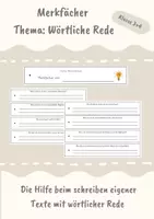 Vorschau - Arbeitsblätter - Merkfächer für die wörtlichen Rede - Deckblatt