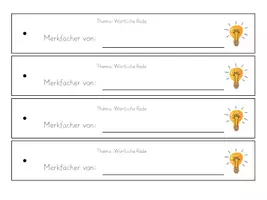 Vorschau - Arbeitsblätter - Merkfächer für die wörtlichen Rede - Seite 1