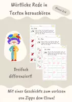 Vorschau - Arbeitsblätter - Wörtliche Rede Spiel: Hör-Bingo - Deckblatt