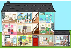 Vorschau - Poster - Wimmelbild Haus Familie 1 - Seite 1