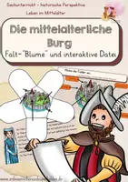 Vorschau - Mal- und Bastelvorlagen - Die mittelalterliche Burg - interaktive Datei + Falt-Blume - Deckblatt