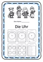Vorschau - Mal- und Bastelvorlagen - BEARBEITBAR Word Die Uhr Aufbau, Bastelvorlagen rechnen mit Zeit Klasse 1, 2, 3, 4 - Deckblatt
