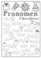 Vorschau - Arbeitsblätter - Poster Pronomen zum Ausmalen FrauCuppaTea - Seite 1