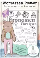 Vorschau - Arbeitsblätter - Poster Pronomen zum Ausmalen FrauCuppaTea - Deckblatt