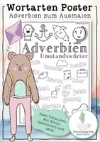 Vorschau - Arbeitsblätter - Poster Adverbien zum Ausmalen FrauCuppaTea - Deckblatt