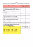 Vorschau - Arbeitsblätter - Bewertungsraster Gedichtrezitation - Deckblatt