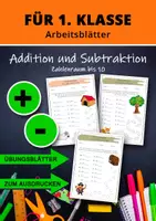 Vorschau - Arbeitsblätter - Addieren und Subtrahieren bis 10 – Mathe Grundlagen Klasse 1 - Deckblatt