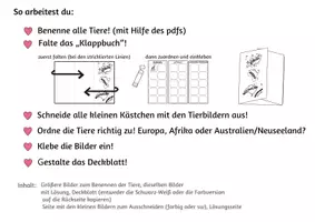 Vorschau - Arbeitsblätter - TIERE AUF VERSCHIEDENEN KONTINENTEN - Faltbüchlein - Seite 1
