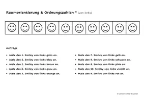 Vorschau - Arbeitsblätter - Raumorientierung & Ordnungszahlen - Smileys (3-fach diff.) - Deckblatt
