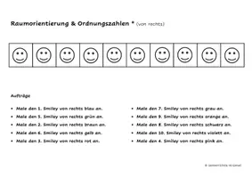 Vorschau - Arbeitsblätter - Raumorientierung & Ordnungszahlen - Smileys (3-fach diff.) - Seite 2