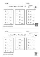 Vorschau - Arbeitsblätter - Minusaufgaben im Zehnerraum / Schöne Päckchen (9 AB) - Seite 1