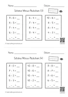 Vorschau - Arbeitsblätter - Minusaufgaben im Zehnerraum / Schöne Päckchen (9 AB) - Deckblatt