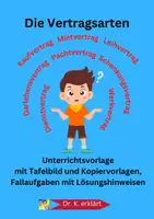 Vorschau - Stundenentwürfe - Vertragsarten im BGB: Kauf-/Miet-/Leih-/Dienstvertrag und mehr - Deckblatt