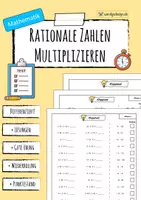 Vorschau - Arbeitsblätter - Rationale Zahlen multiplizieren - Klapptest - Deckblatt