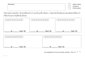 Aperçu - Feuilles d'exercices - MONTESSORI : Les perles colorées (complément à 10) : Livret d'exercices - Page 3