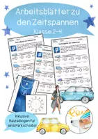 Vorschau - Arbeitsblätter - Uhrzeiten und Zeitspannen Arbeitsblätter Klasse 2 - 4 - Deckblatt
