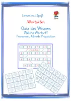 Vorschau - Spiele - Quiz des Wissens - Welche Wortart - Pronomen, Adverb, Präposition - Deckblatt