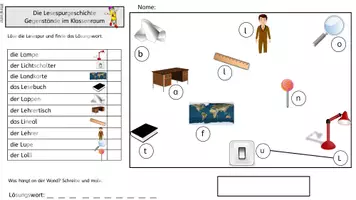 Vorschau - Arbeitsblätter - Lesespur zum L/l fünffach differenziert - Gegenstände im Klassenzimmer - Seite 1