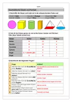 Vorschau - Arbeitsblätter - Geometrische Körper (Ecken, Kanten, Flächen) inkl. LÖSUNGEN - Seite 1