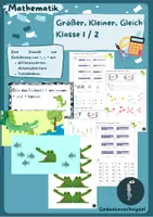 Vorschau - Arbeitsblätter - Ellie Krokodil - Größer, Kleiner, Gleich - Deckblatt