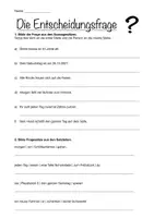 Vorschau - Arbeitsblätter - DaZ: Die Entscheidungsfrage - Fragen bilden - Deckblatt