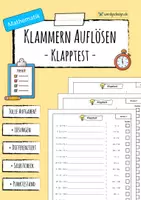 Vorschau - Arbeitsblätter - Klammern auflösen (Terme) - Klapptest - Deckblatt