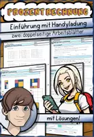 Vorschau - Arbeitsblätter - Prozentrechnung - Einführung mit Smartphoneladung - Deckblatt
