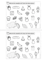 Vista previa - Manualidades / Dibujos para colorear - Inglés - hojas de trabajo - oruga muy hambrienta ("very hungry caterpillar" by Eric Carle) - página 3