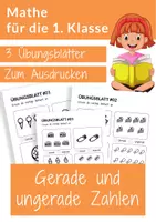Vorschau - Arbeitsblätter - Gerade und ungerade Zahlen 3 Übungsblätter - Mathe 1. Klasse - Deckblatt