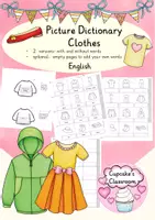 Vista previa - Unidades / Secuencias / Situaciones de Aprendizaje - Inglés - ropa - diccionario de imágenes - English - Picture dictionary - clothes - accordion book - Portada