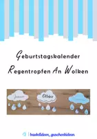 Vorschau - Mal- und Bastelvorlagen - Geburtstagskalender Regentropfen An Wolken - Deckblatt