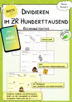 Vorschau - Arbeitsblätter - GRATIS - Dividieren im ZR Hunderttausend - Rechendetektive - Deckblatt