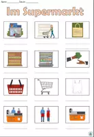 Vorschau - Arbeitsblätter - Wörterliste "Im Supermarkt" Thema Einkaufen - DaZ / DaF / Deutsch - Seite 1