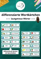 Vorschau - Stationenlernen - differenzierte Wortkärtchen - lautgetreue Wörter - Deckblatt