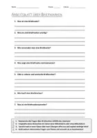 Vorschau - Arbeitsblätter - Lernplakat + AB mit Fragen zum Thema "Briefmarken" + Lösungsblatt + Infografik - Seite 1
