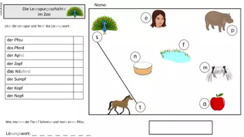 Vorschau - Arbeitsblätter - Im Zoo - Lesespur zum Laut Pf/pf fünffach differenziert - Seite 2