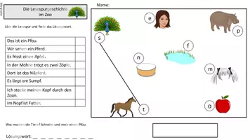 Vorschau - Arbeitsblätter - Im Zoo - Lesespur zum Laut Pf/pf fünffach differenziert - Seite 3