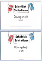 Vorschau - Arbeitsblätter - Schriftlich Subtrahieren Übungsheft mit Lösungen / Mathe - Deckblatt