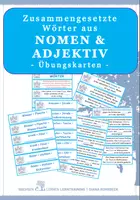 Vorschau - Aufgabenkarten - Deutsch: Zusammengesetzte Wörter aus Nomen und Adjektiv - Übungskarten - Deckblatt