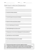 Vorschau - Arbeitsblätter - AB mit Fragen zum Thema "Coronavirus" + Lösungsblatt - Deckblatt