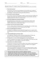 Vorschau - Arbeitsblätter - AB mit Fragen zum Thema "Coronavirus" + Lösungsblatt - Seite 1