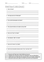 Vorschau - Arbeitsblätter - AB mit Fragen zum Thema "Cricket" + Lösungsblatt - Deckblatt