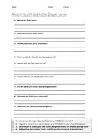 Vorschau - Arbeitsblätter - AB mit Fragen zum Thema "Dalai Lama" + Lösungsblatt + Mindmap + Infografik - Deckblatt