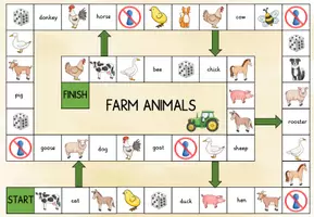 Vorschau - Spiele - Farm Animals - Boardgame & Collect the buttons Englisch Spielfeld - Seite 2
