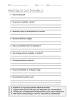 Vorschau - Arbeitsblätter - AB mit Fragen zum Thema "Denkmal" + Lösungsblatt + Mindmap + Infografik - Deckblatt